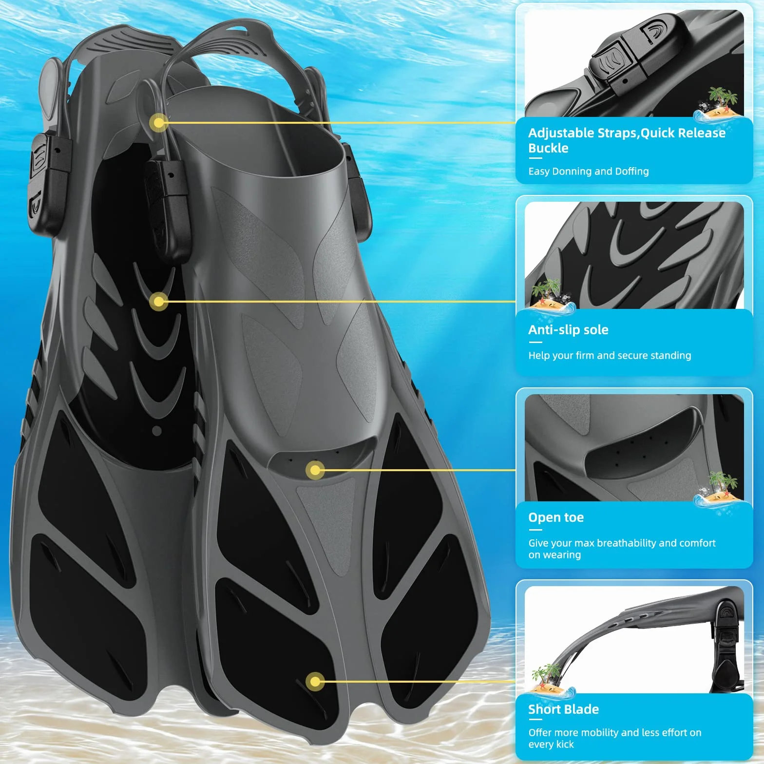 Máscara y Aletas,Esnórquel settauch Set, Snorkel Set,Gafas de Buceo,Funda Aletas, Gafas de Buceo Buceo Swim Mask Snorkel Aletas Snorkel para Adultos y Jóvenes