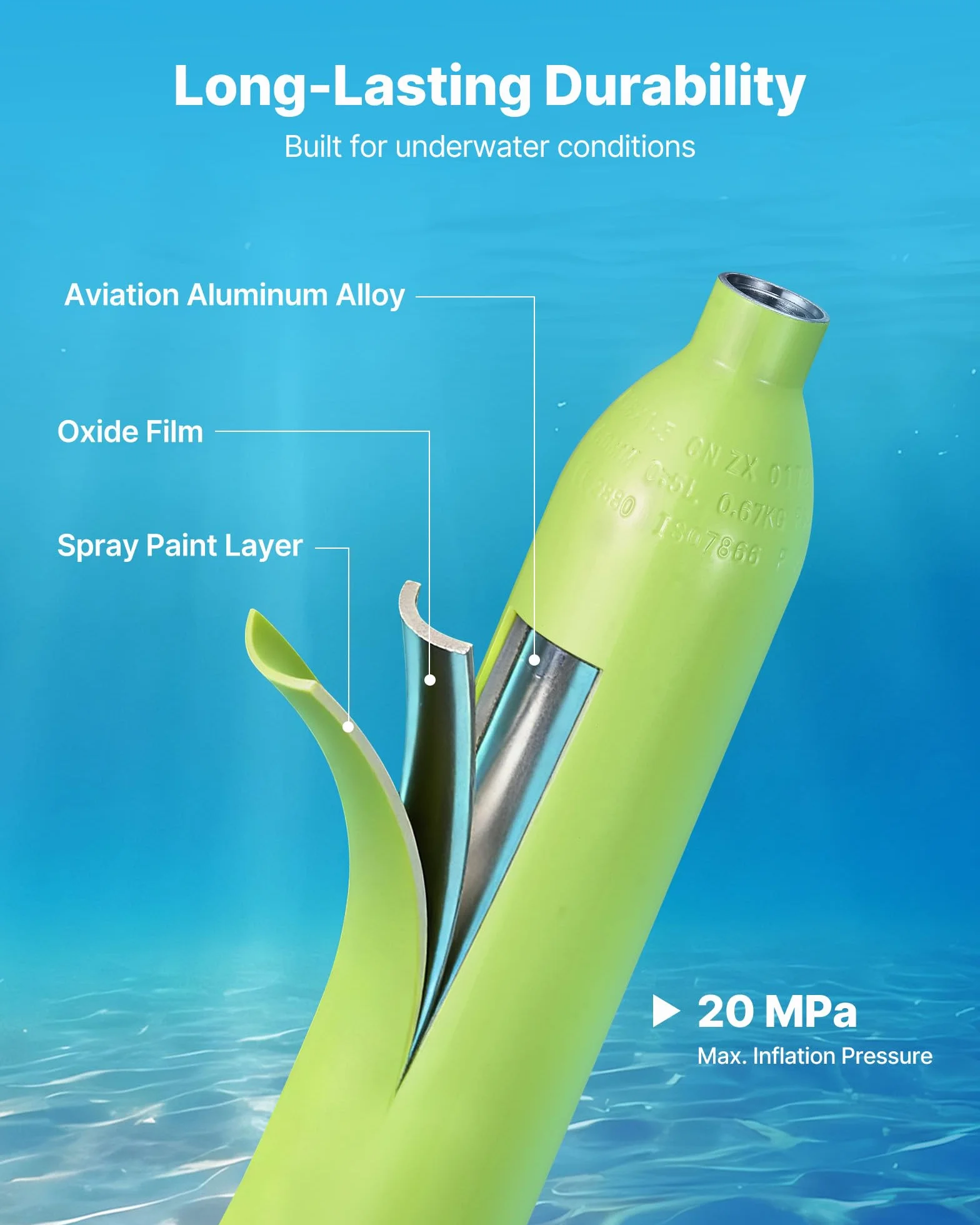 VEVOR Mini Botella de Buceo de 0,5 L, Juego de Tanque de Buceo Portátil con Máscara de Snorkel y Bomba Manual, Tiempo de Inmersión de 5 a 10 Minutos, Bombona de Oxígeno Recargable, para Bucear Rescate