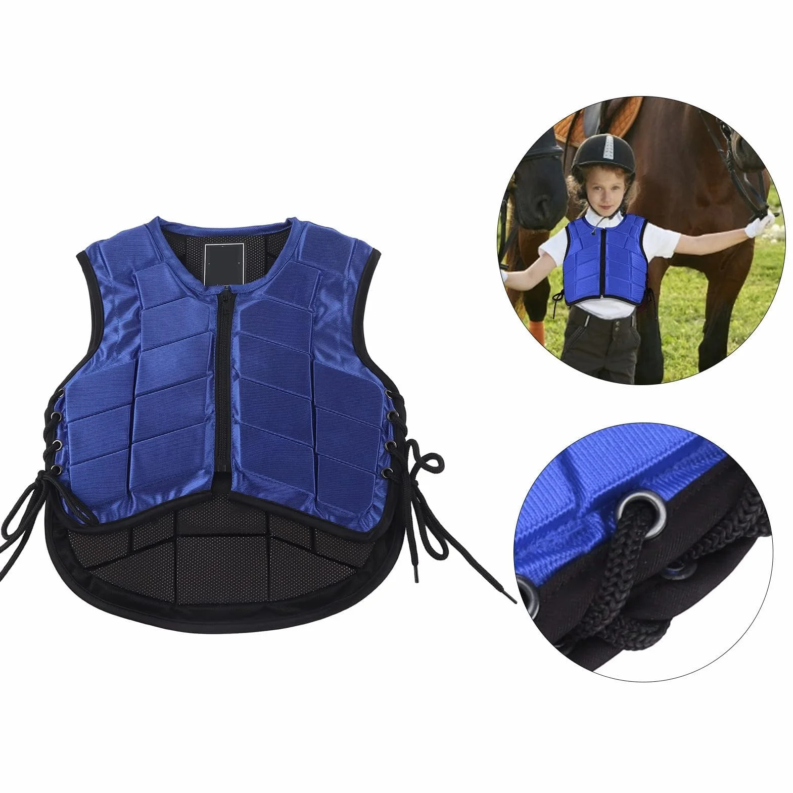 Cyrank Chaleco Ecuestre para Niños, Chaleco Protector Ecuestre Acolchado De Espuma De Nailon, Protector Corporal para Montar A Caballo, Chaleco Protector con Cremallera