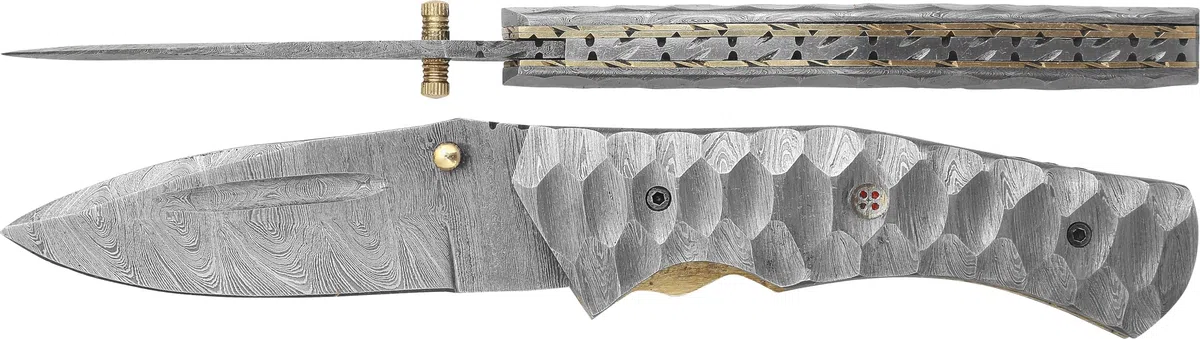 laguiole artisan Navaja de Damasco hecha a mano PERSIANA', cuchillo de damasco multicapa, dureza Rockwell 56-60, patrón único, mango negro Micarta (pequeño)