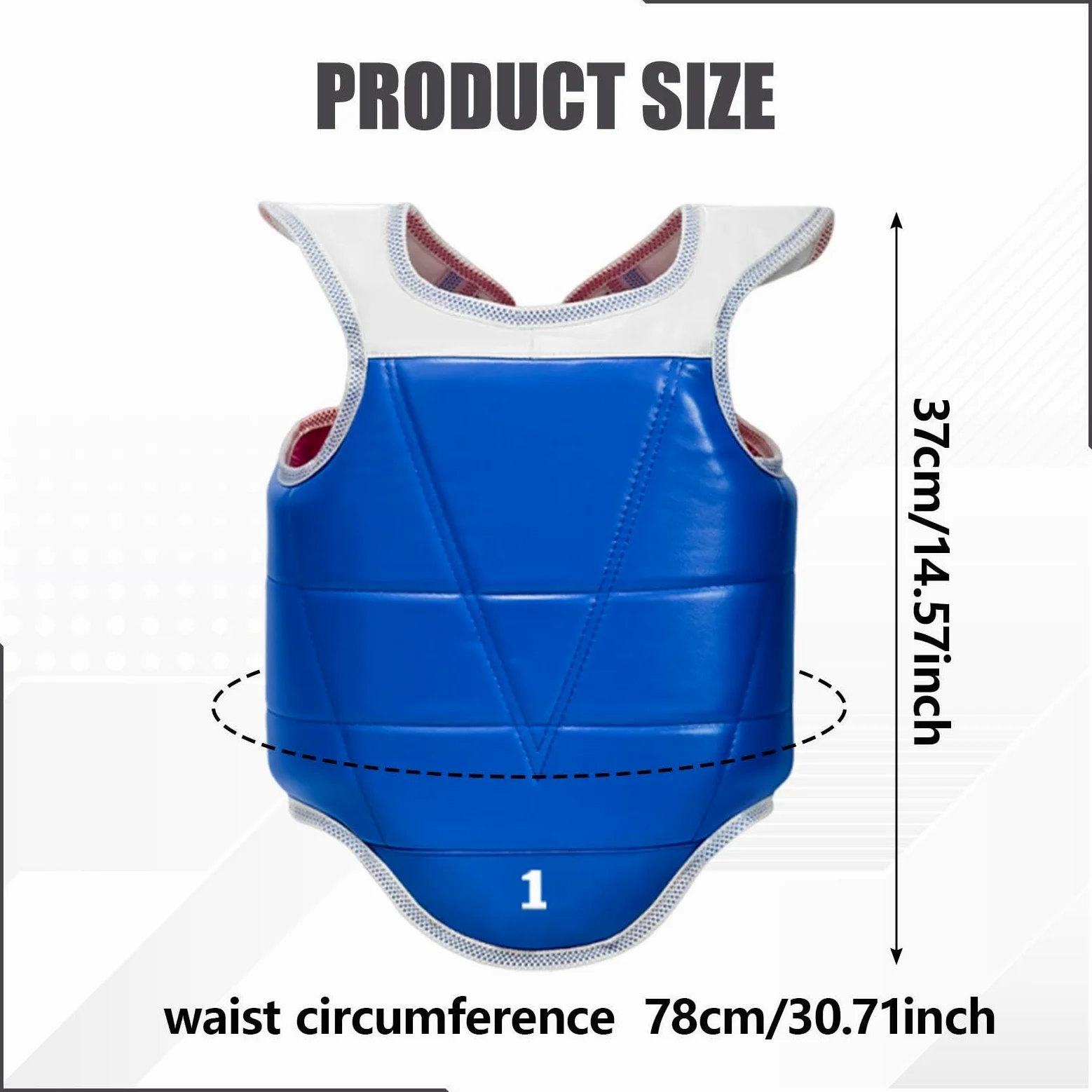 Gralara Protector de Pecho para Karate, Almohadilla de protección para Taekwondo, Muay Thai, Boxeo, para práctica de Entrenamiento – EVA/PU con Doble Cara– Ajuste con Cordones, S