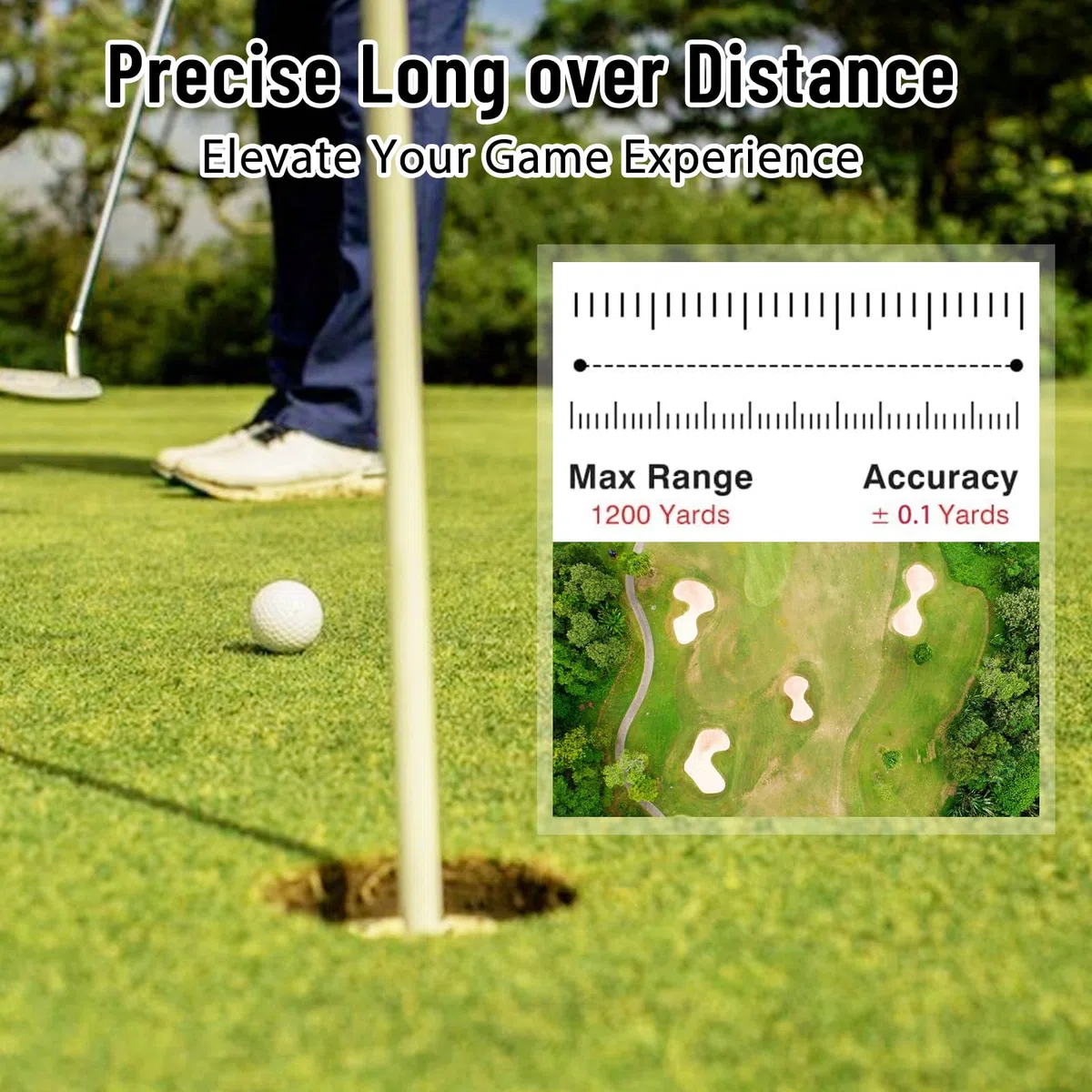 PTHTECHUS Telémetro de Golf con inclinación, telémetro láser de 1200 Yardas con Banda magnética, Aumento de 7X, Bloqueo de asta de Bandera con vibración, Impermeable IPX4, Recargable para Hombres