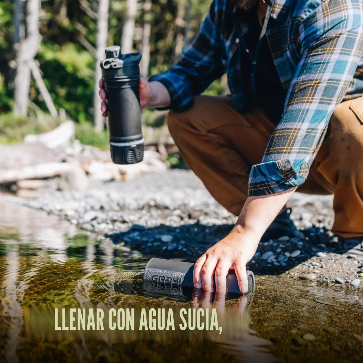 GRAYL GeoPress 710ml Filtro de agua para exteriores Agua potable I Elimina el 99,99% de todas las bacterias y virus I Perfecto para camping, supervivencia y viajes (Covert Black)