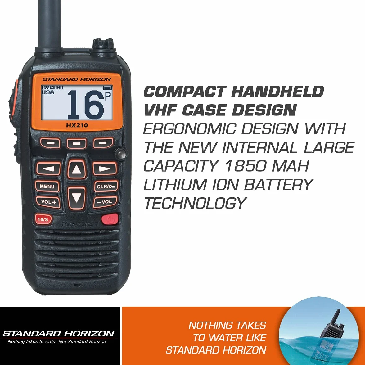 Standard Horizon HX210 Radio VHF de Mano, Color Negro