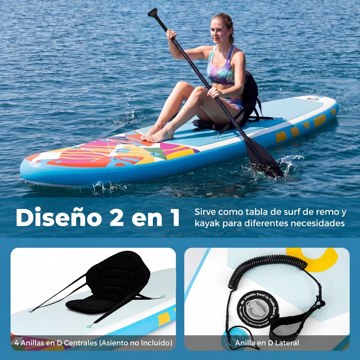 COSTWAY Tabla Paddle Surf Hinchable, Stand Up Paddle Board Inflable con Remo, 3 Aletas, Bomba Manual, Mochila de Viaje, 336 cm Padel Surf para Jovenes y Adultos, Soporta hasta 160 kg
