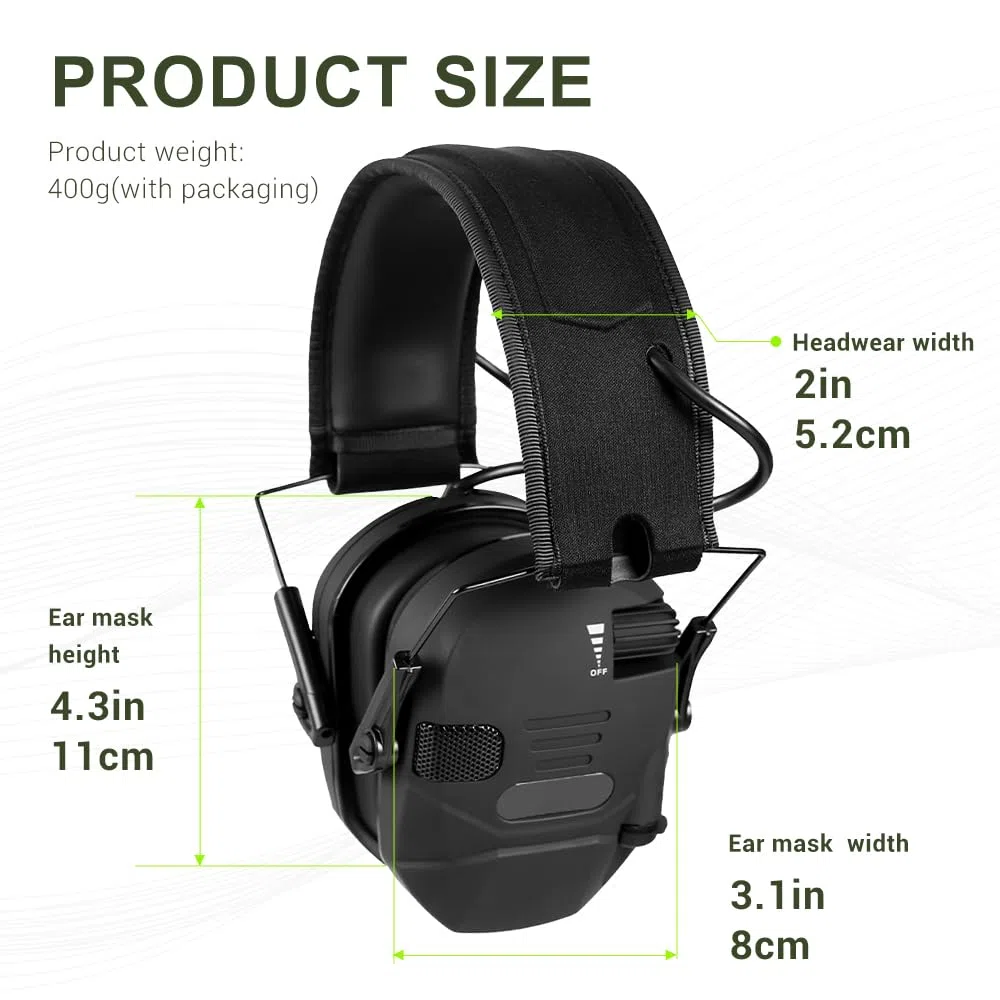 MiOYOOW Orejeras para tiro, protección auditiva NRR de 23 dB, orejeras plegables, orejeras electrónicas con reducción de ruido, auriculares para tiro y caza