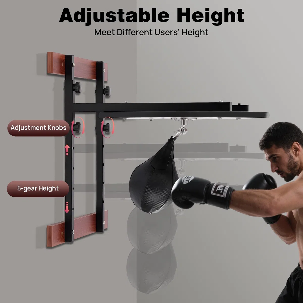 Speedball Platform - Pera colgante para entrenamiento de boxeo, montaje en pared, altura ajustable