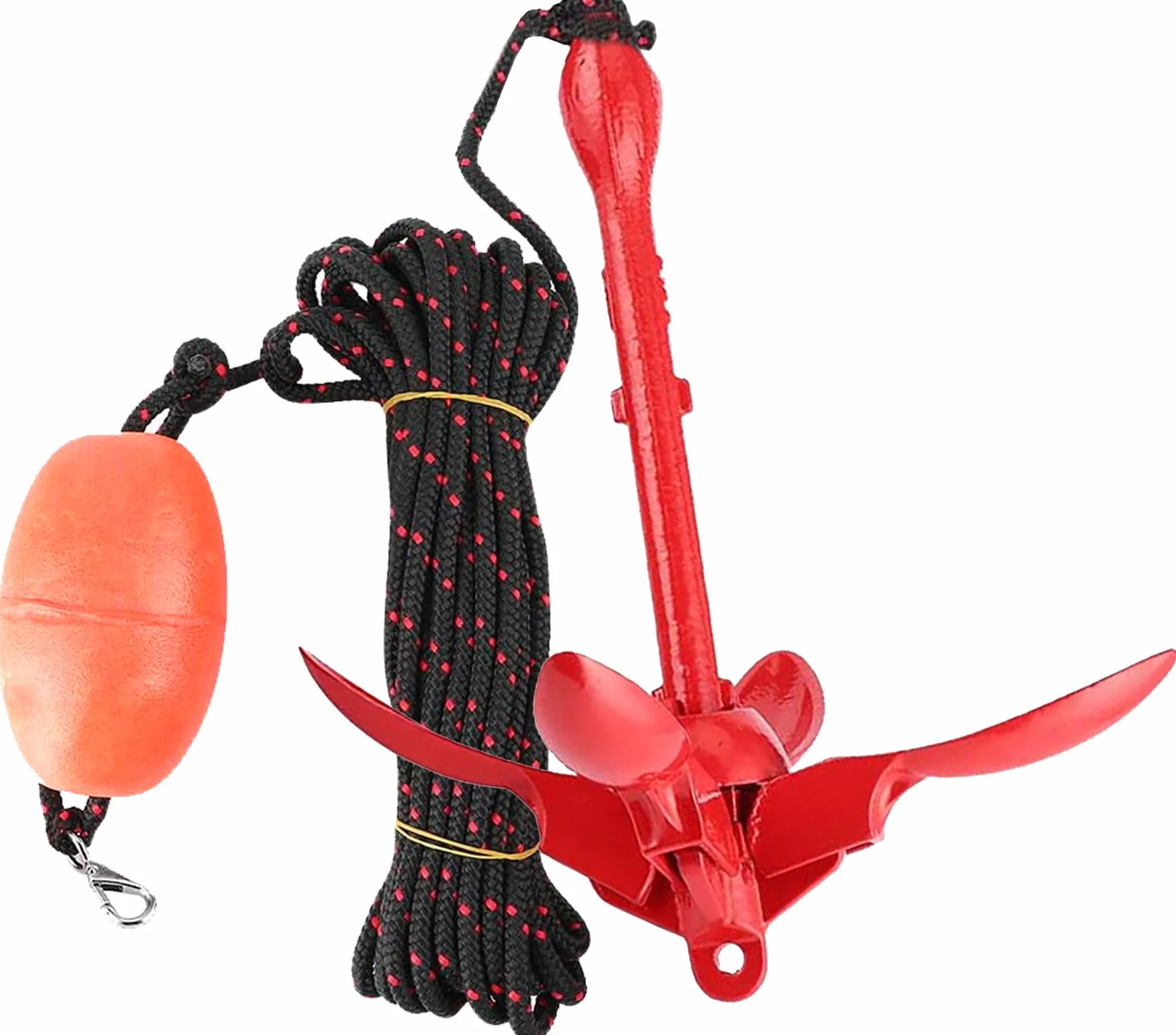 Cressi Squid Foldable Anchor Set Ancla para Sup y Kayak de Acero de Carbono de 1,6 kg, Unisex Adulto, Rojo, 1500 gr