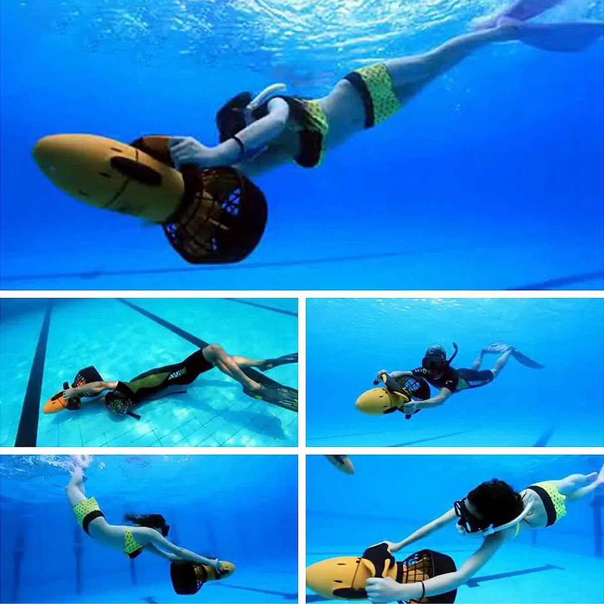 NYANS Scooter Eléctrico Submarino, 40-60 Minutos de Tiempo de Trabajo, para Deportes Acuáticos Piscina y Esnórquel, Potenciadores de Natación de Buceo de 300W
