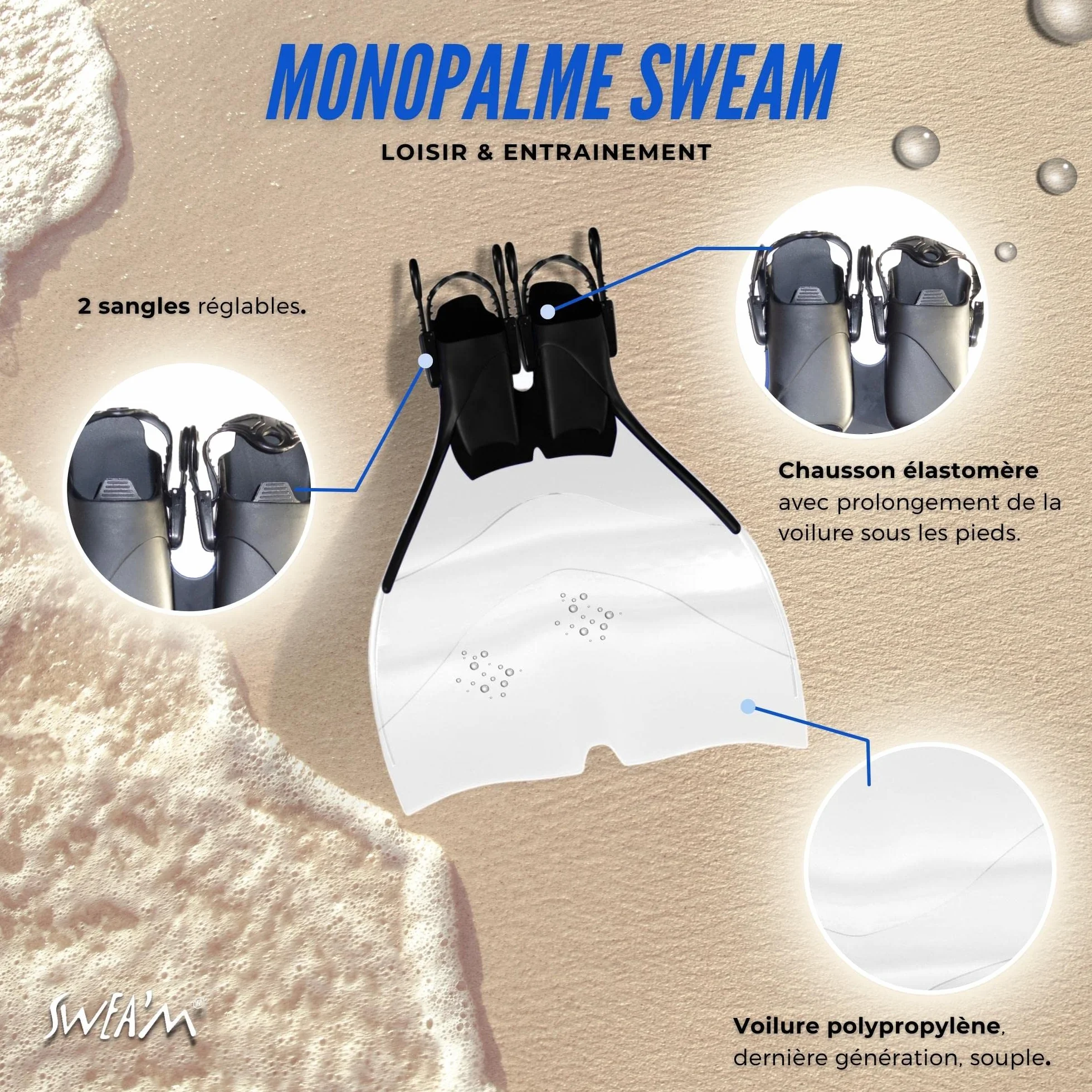 Sweam - Monoaleta Regulable 44-48 Translucida