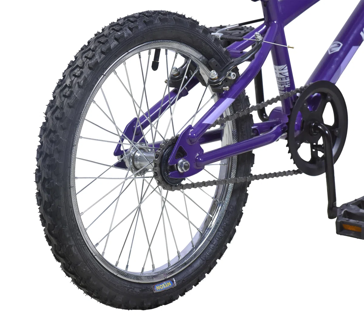 Wildtrak - Bicicleta de 18 pulgadas para niños de 6 a 8 años con frenos ajustables - Morada