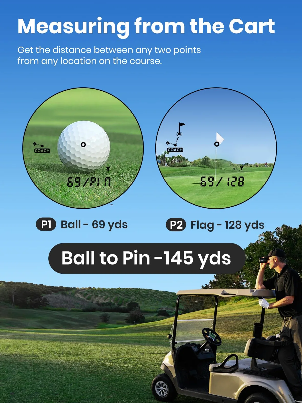 ACEGMET Telémetro de Golf con Distancia Bola-Bandera y Función de Inclinación - 1300 yd, Bloqueo de Bandera 0.1s con Vibración, Aumento 7X, Batería Híbrida Recargable, Pantalla Rojo/Negro, Imán