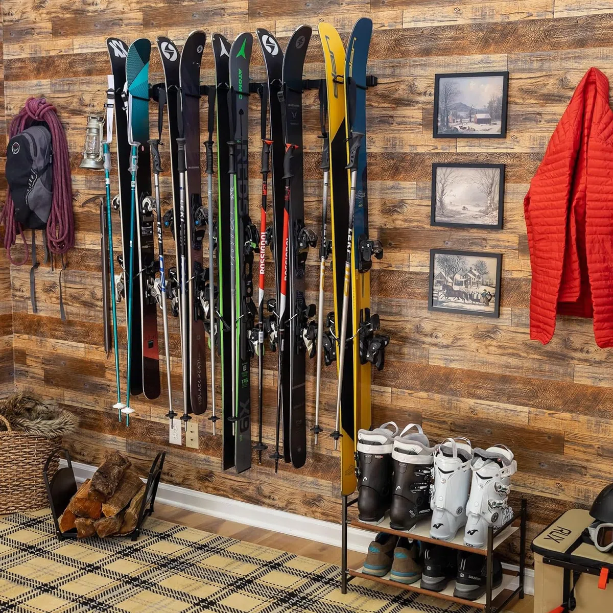 StoreYourBoard Omni - Estante de Almacenamiento de Pared para esquí y Snowboard | Soporte de Pared de esquí para el hogar y el Garaje