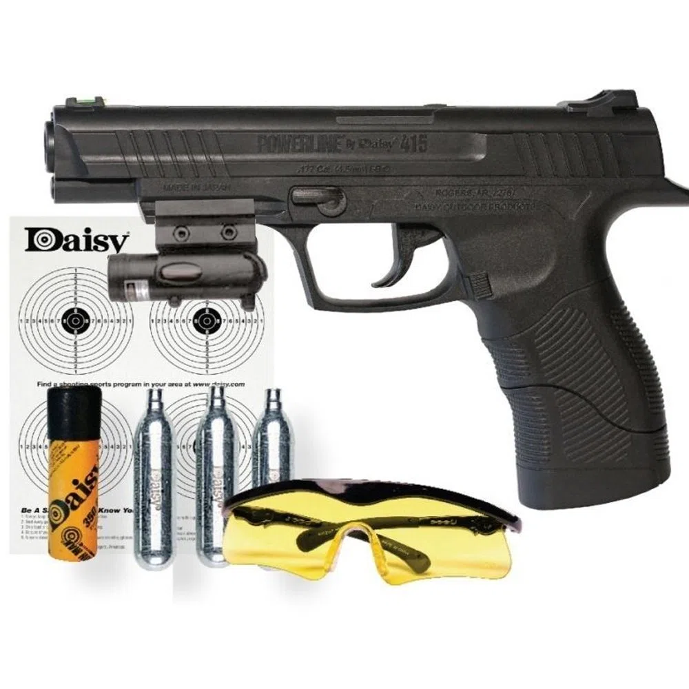 Kit Daisy Pistola de Aire comprimido (CO2) y balines de Acero (perdigones BBS) Calibre 4.5mm. Réplica + Accesorios (150 m/s!) <3,5J