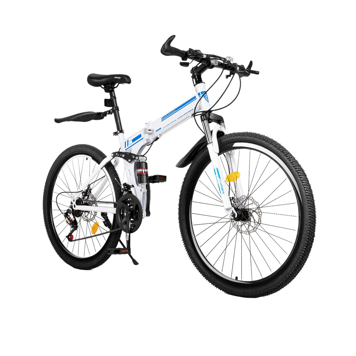 Bicicleta plegable de 26 pulgadas para adultos, bicicleta plegable de 21 velocidades, de acero al carbono, altura ajustable, para exteriores, para alturas de 5,25 a 5,9 pies