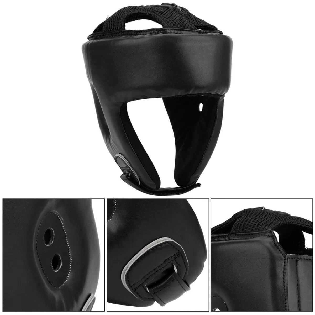 Casco de Boxeo Casco de Boxeo Cuero de PU Protector de Cabeza Ajustable Sanda Kickboxing Entrenamiento Defensa MMA Headgear