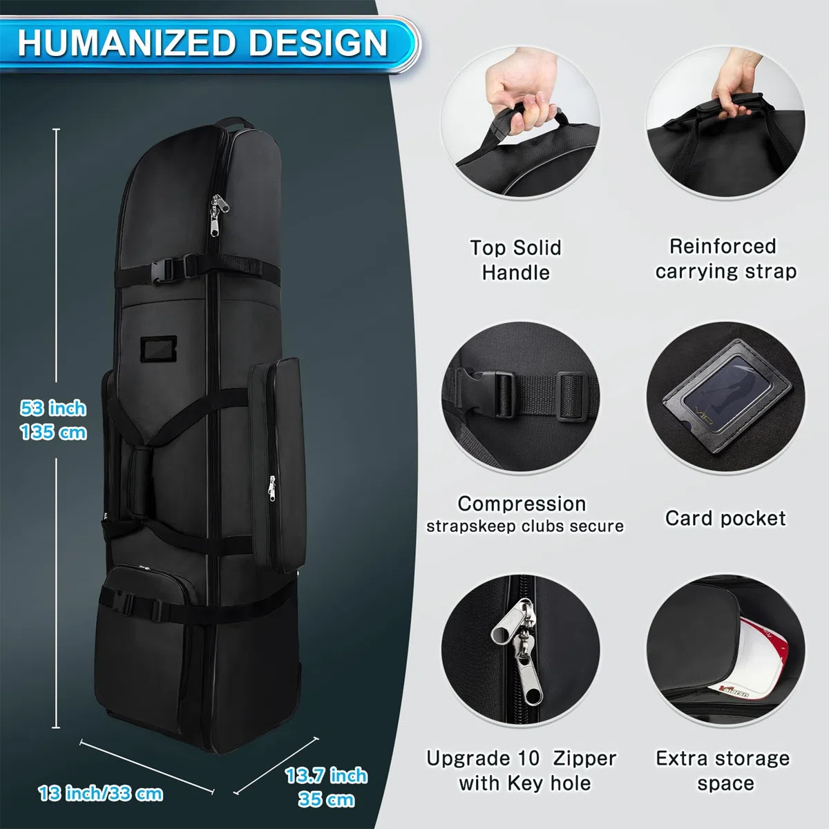 Bolsas de viaje de golf, bolsa de aviación de golf con ruedas, cubierta de viaje, impermeable, plegable, accesorios de almacenamiento de equipaje para exteriores, para compañeros de trabajo