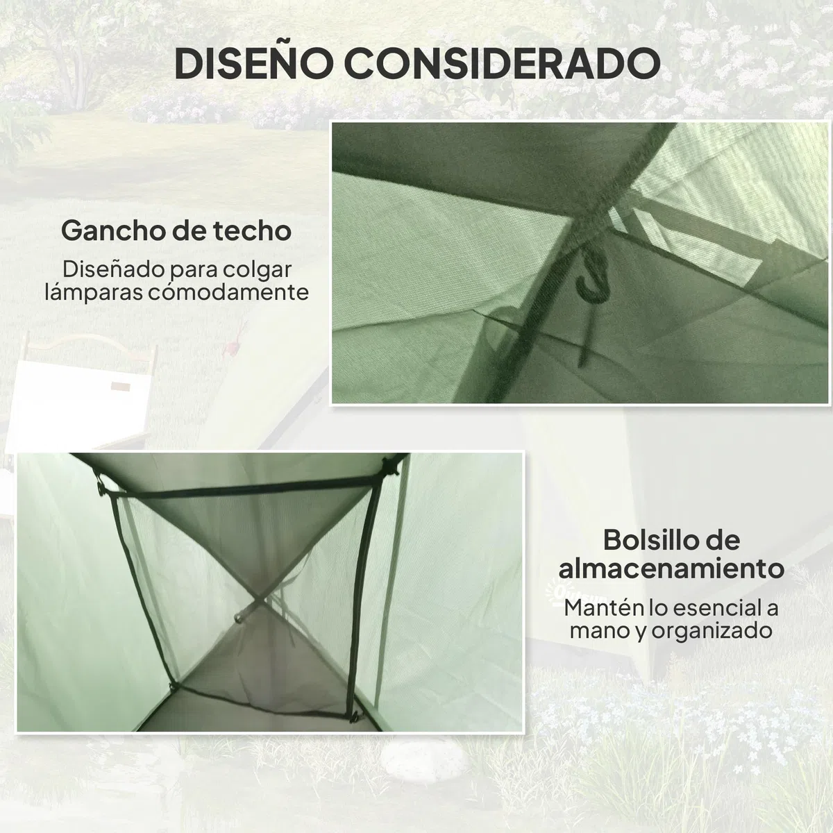 Outsunny Tienda de Campaña para 2-4 Personas Tienda de Camping Plegable con Puerta Ventanas de Malla Bolsillo Gancho y Bolsa de Transporte Impermeable Fácil Instalación para Senderismo