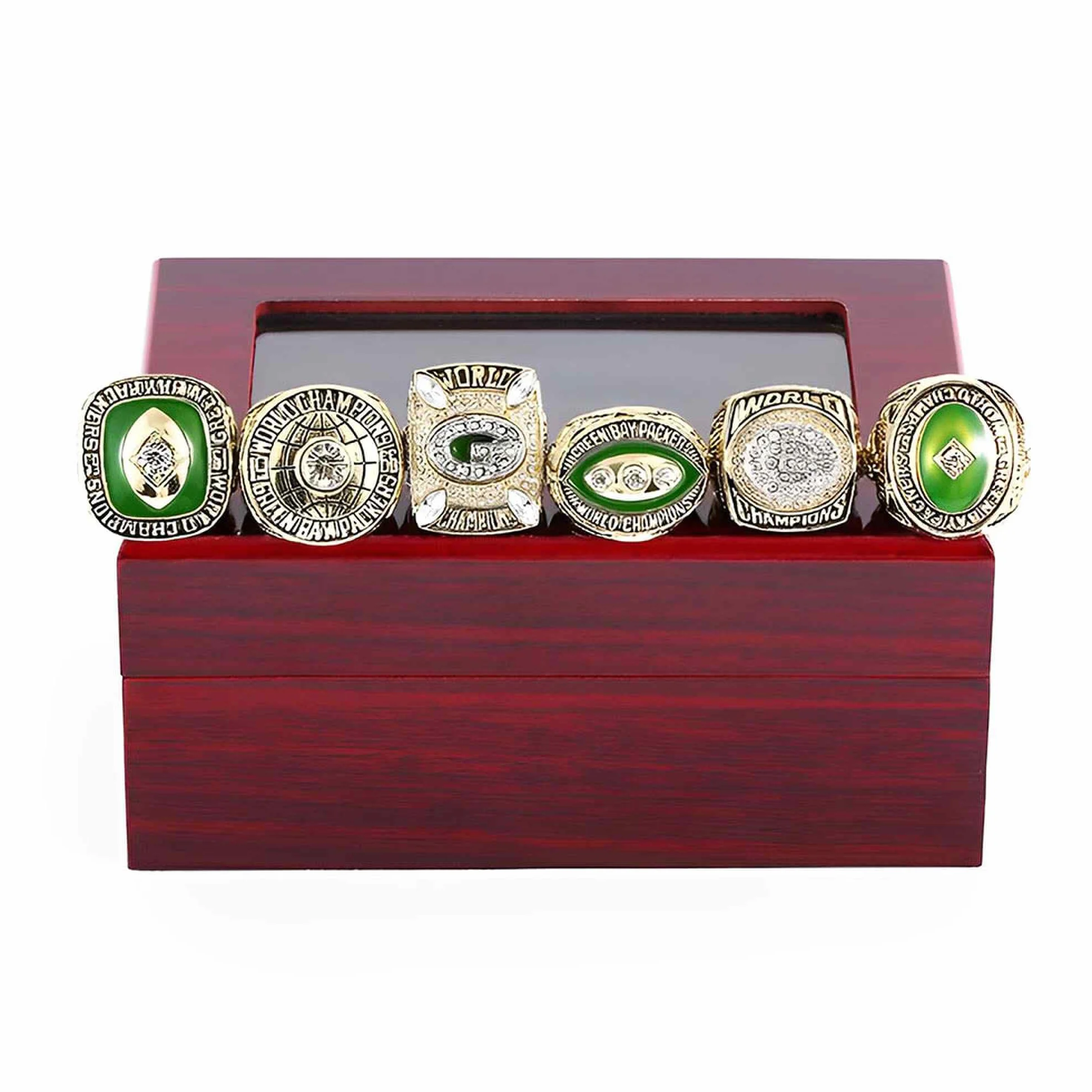 Conjuntos de Anillos de Campeonato de los Green Bay Packers Anillo de campeón de Rugby Super Bowl FFL Recuerdos coleccionables Regalos para Padres de Hombres Vaqueros
