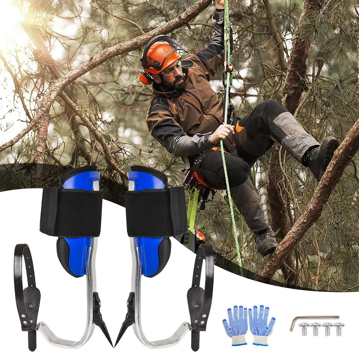 Púas para Escalár Árboles | Equipo De Escalada Portátil,Kit de Arnés Resistente | para Entusiastas De Escalada Deportiva Supervivencia Jungle Aventuras Al Aire Libre E