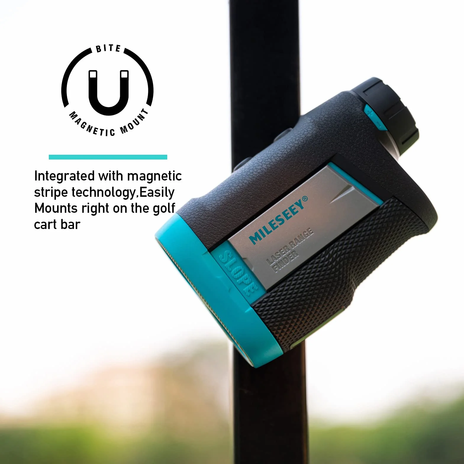 MiLESEEY Telémetro de Golf con Ventosa Magnética, Telemetro Golf 600 m con Bloqueo y Marcadores Vibración, Inclinación Activable/Desactivable, Legal para Competiciones de Golf, Aumento 6X, Carga USB