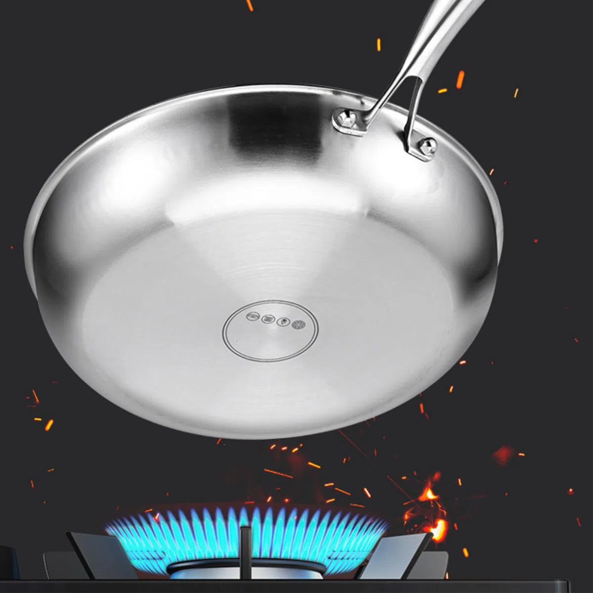 Sartén De Titanio Con Tapa Para Inducción - 26 Cm Martillada Sartén Antiadherente De Titanio, Titanium Hammered Pan, Para Cocina De Restaurante Familiar,