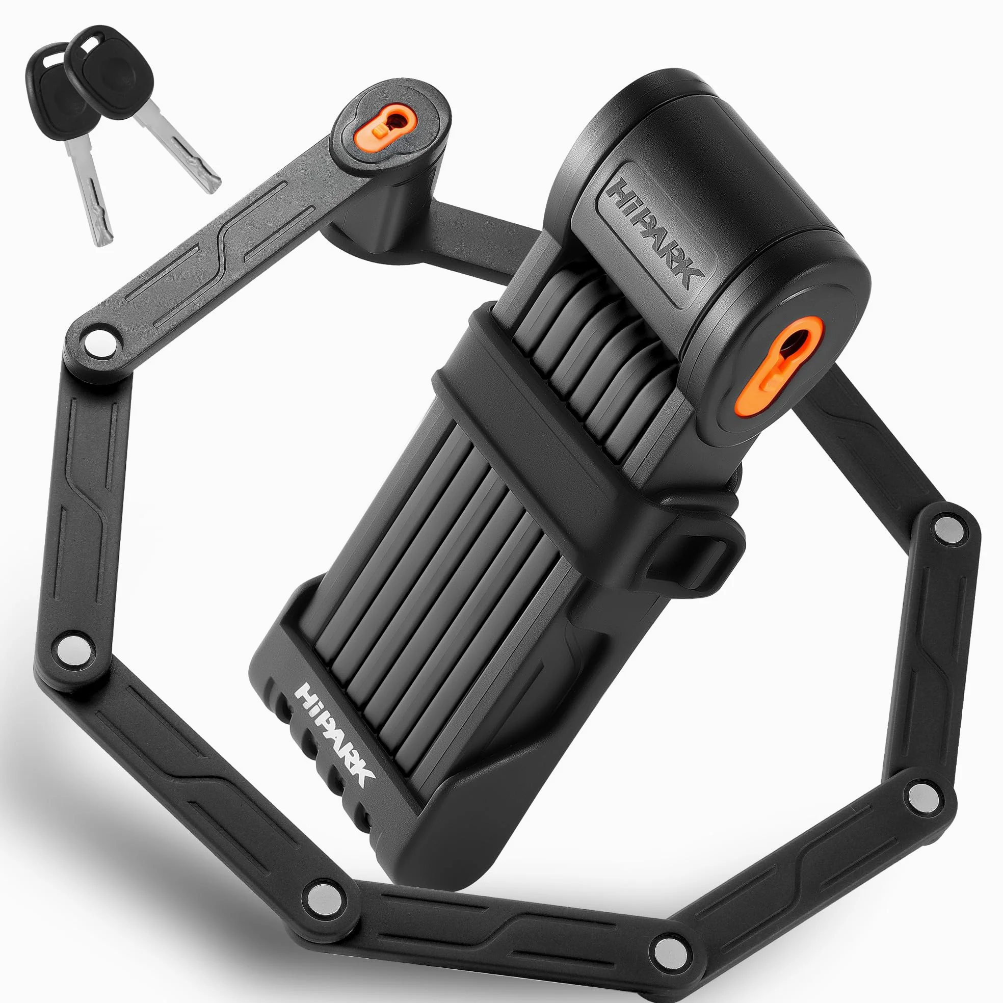 Candado Bicicleta Plegable, 100 cm, con llaves, Antirrobo Bicicleta con Soporte, Cerradura de Aleación de Acero para Bici, BicI Eléctrica, Negro