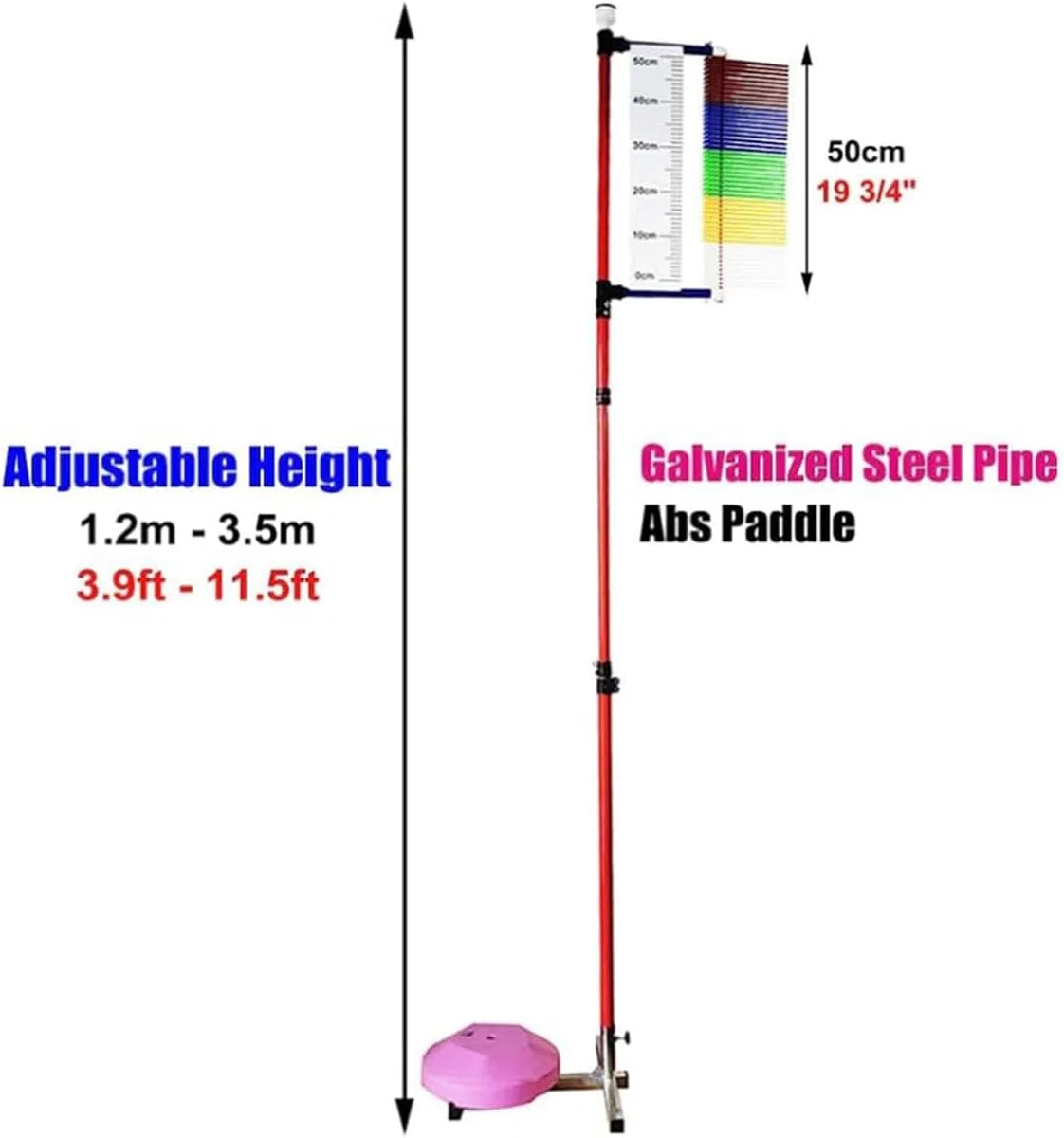 Probador de salto vertical, altura ajustable, de metal, gimnasio, escuela, medidor de saltos verticales, entrenamiento de atletas deportivos, herramienta de medición portátil de 4 a 11 pies