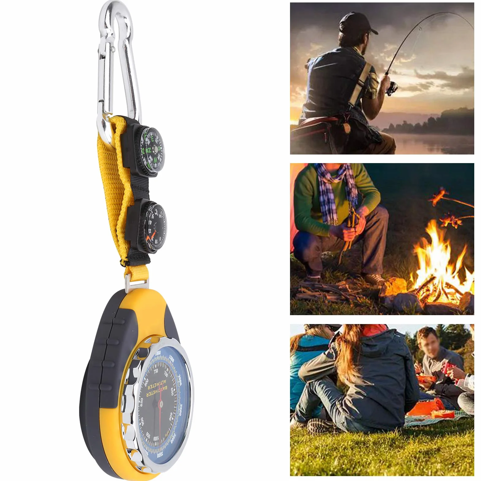SYH&AQYE Altímetro con Brújula, Barómetro y Termómetro, Manómetro Barométrico 4 en 1, Manómetro Multifuncional para Senderismo Al Aire Libre Escalada Camping