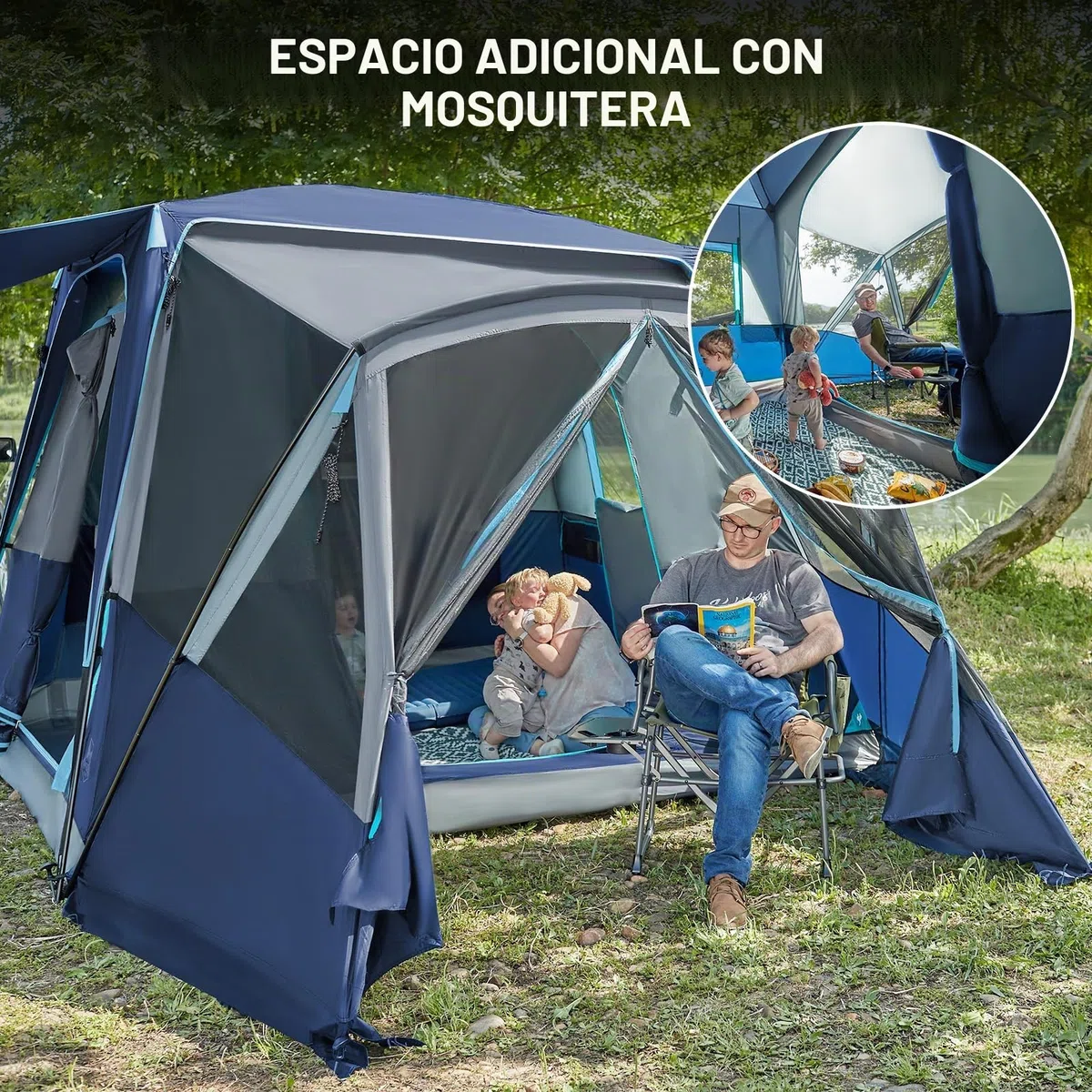 TIMBER RIDGE Tienda de campaña SUV para 5 a 9 personas con porche y toldo para acampar familiar, resistente a la intemperie y portátil, para furgoneta o coche, incluye bolsa de almacenamiento, 13 pies