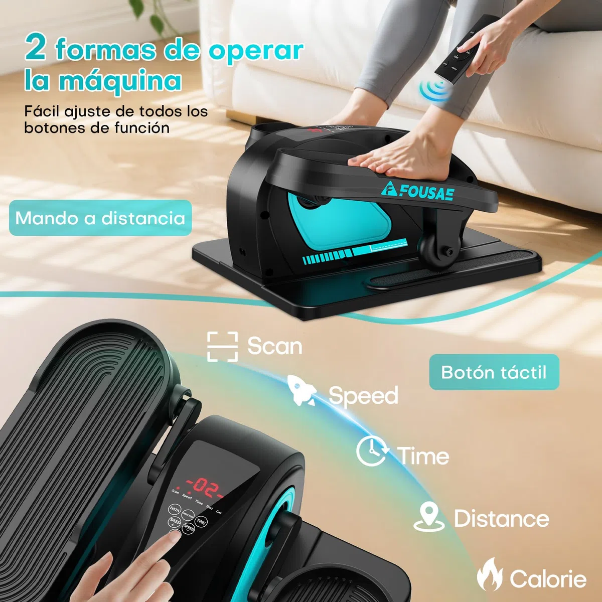 Mini Elíptica Eléctrica de Escritorio, Pedales Estaticos 2 en 1 con 15 Velocidades Ajustables y 3 Modos Automáticos, Pedaleador Eléctrico Compacto y Silencioso, para Mayores y Adultos
