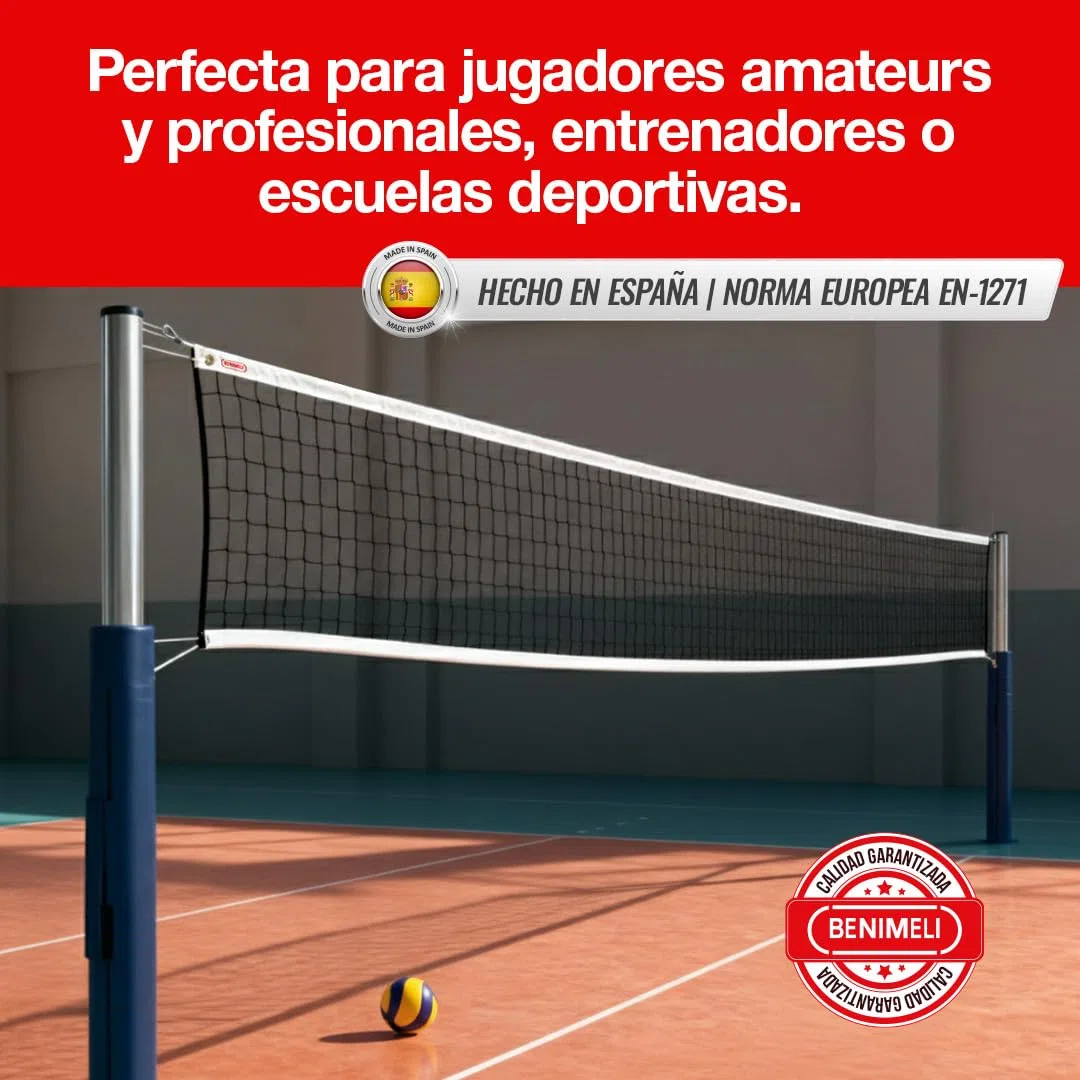 Red Voleibol Profesional | Redes de Voleibol 9,50x1 m para Entrenamiento y Competición | Red Resistente 100x100 Polipropileno con Fácil Montaje