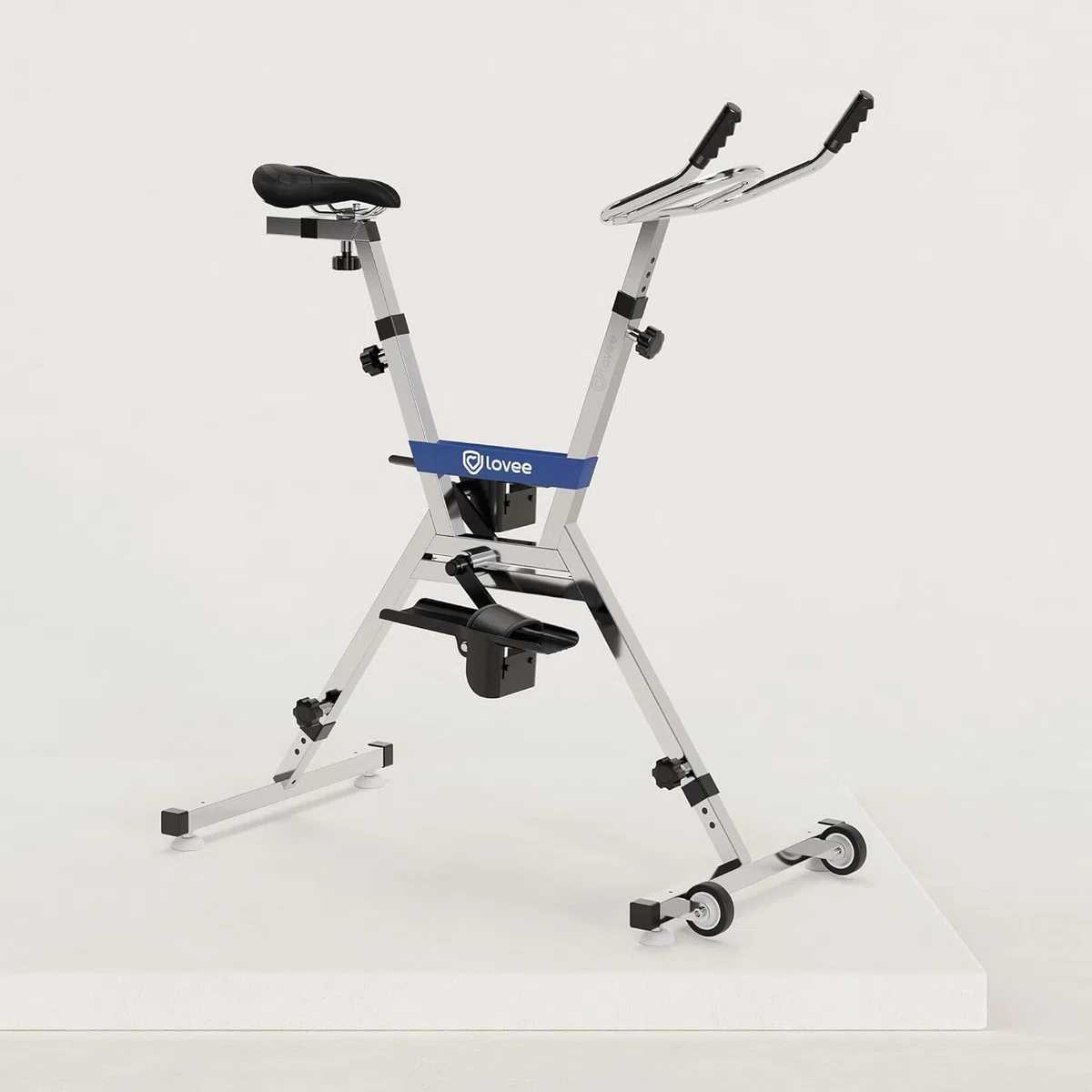 Lovee Aquabike V2 - Bicicleta de piscina doble modo deportivo y confort, acero inoxidable 316, resistencia al cloro y al agua de mar, para todos los revestimientos, 1,10 a 1,50 m de profundidad