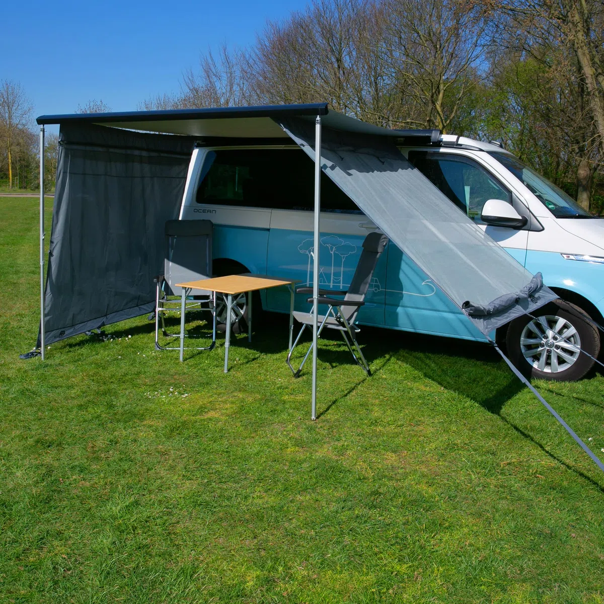 your GEAR Campingbus Sun + Rain Blocker Side Walls – 2 paneles laterales para toldo con 2 m de extensión