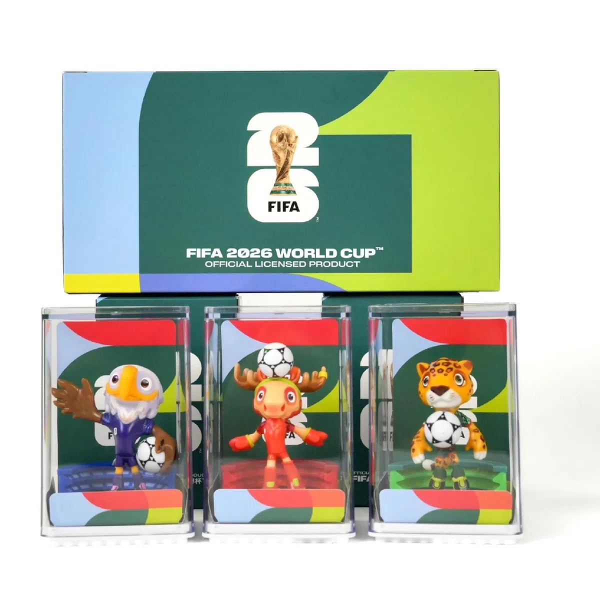 DICEKOO FIFA 2026 World Cup - Juego de mascota de 3 pulgadas (arce, Zayu, embrague) | Estilo de fútbol | Licencia oficial | Figuras coleccionables, idea de regalo para fanáticos y coleccionistas