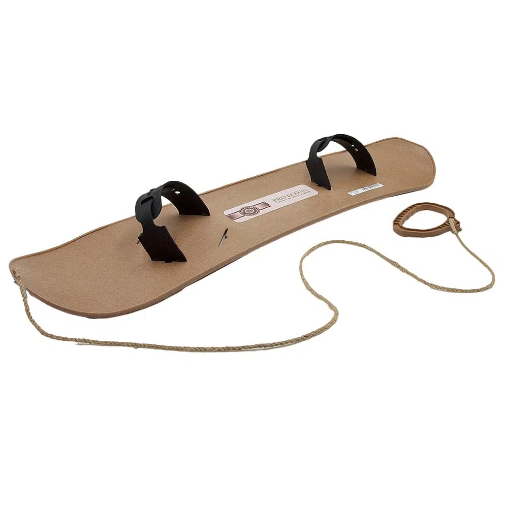 MOLTI Pro Eco Wood Snowboard para niños a partir de 5 años con fijaciones y cuerda de tracción, 80 x 23 cm, trineo para el primer entrenamiento