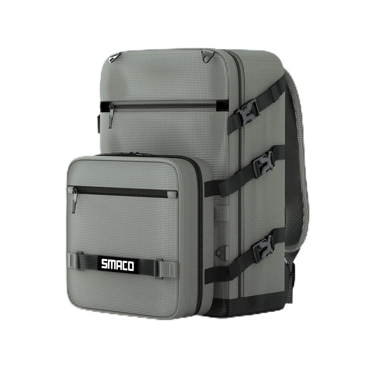 SMACO Mochila de buceo con bolsa pequeña desmontable, mochila de viaje para buceo, bolsa de buceo en seco para mini botellas de buceo, máscara de buceo, snorkel, aletas y más, gris, Portátil