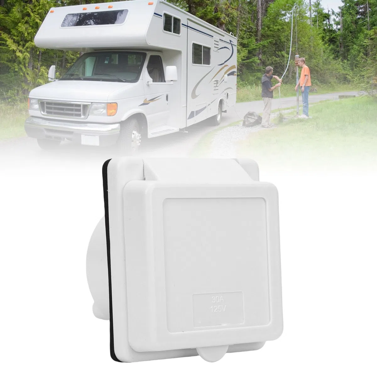 Marhynchus RV Power Box de 30a RV Box de 30 Amperios de Entrada de Energía en la NEMA L5-30P 125V Bloqueo de Torcido con Cubierta Resistente a la Intemperie para RV Boat Marine ETL