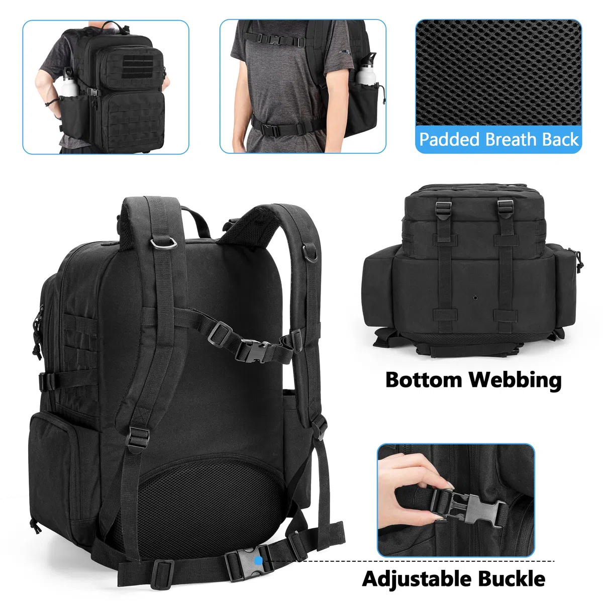 Damero Mochila Táctica Trauma Vide, Molle Bag First Aid Bug Out Bolsa Táctica Médica para Camping,Negro