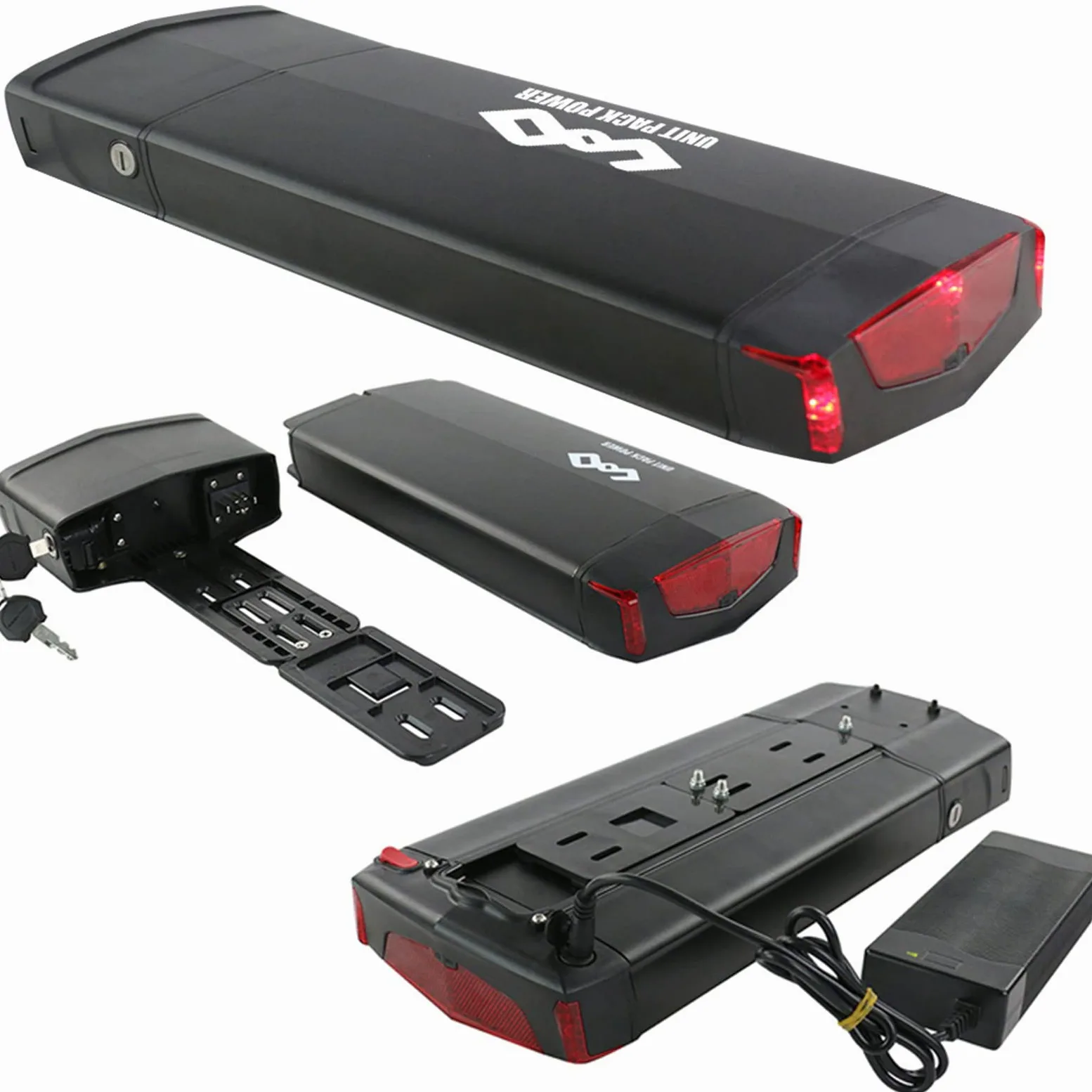 Batería de 36 V 15 Ah para bicicleta eléctrica con portaequipajes Pannier Rack, 250 W, 350 W, 550 W, para bicicletas Mifa, Aldi, Prophete, Rex con freno de V de 24/26/28 pulgadas