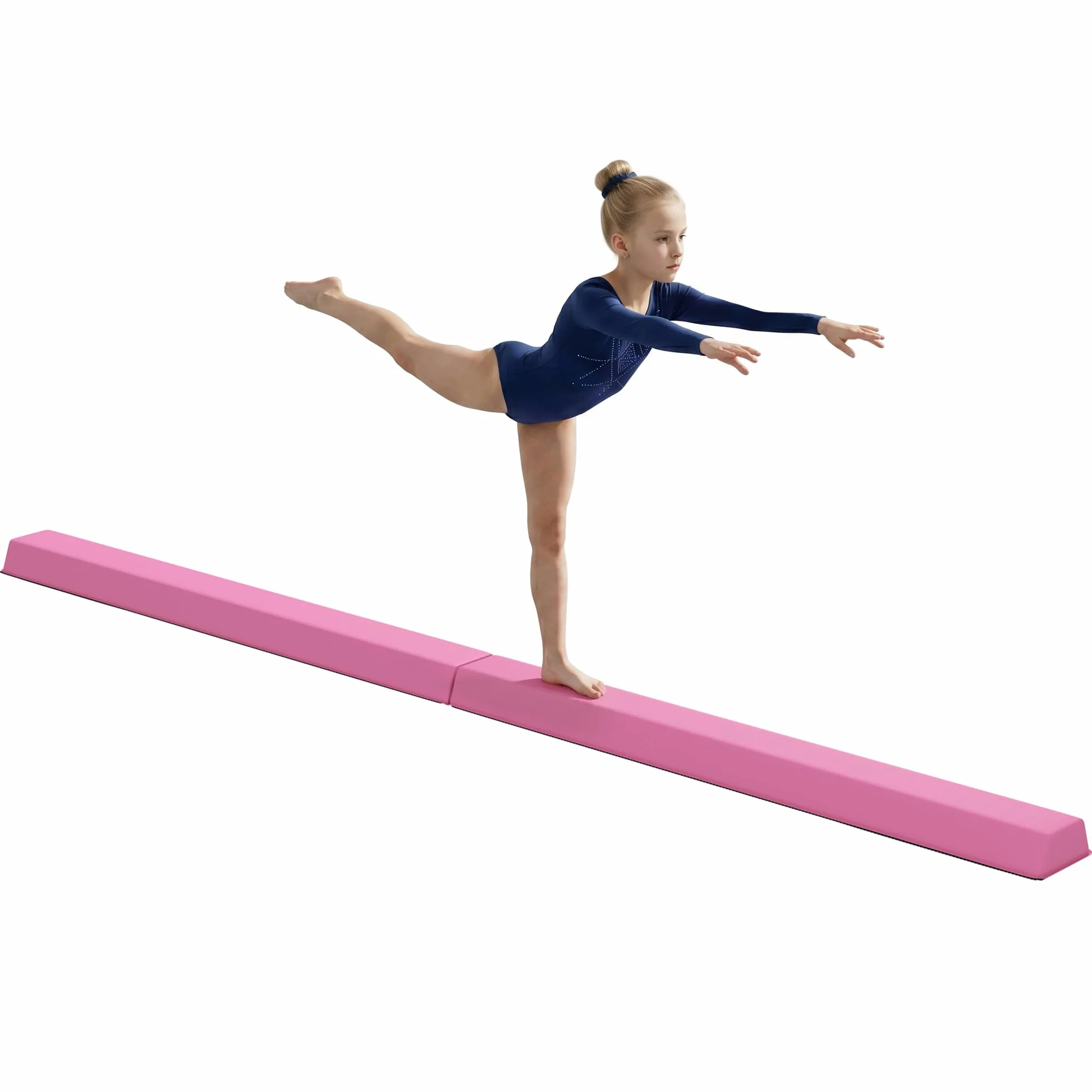 SPORTNOW Barra de Equilibrio Plegable de 236 cm, Barra de Gimnasia portátil, Barra de Equilibrio Antideslizante, Barra de Gimnasia y Equilibrio hasta 80 kg, para niños a Partir de 3 años, Interior y
