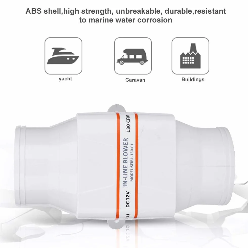 EBTOOLS Soplador de Aire de Sentina Marina 3 Pulgadas Ventilador de Ventilación Fuerte Alta Velocidad Mudo para Yate Caravana Auto Turístico Extractor de Aire