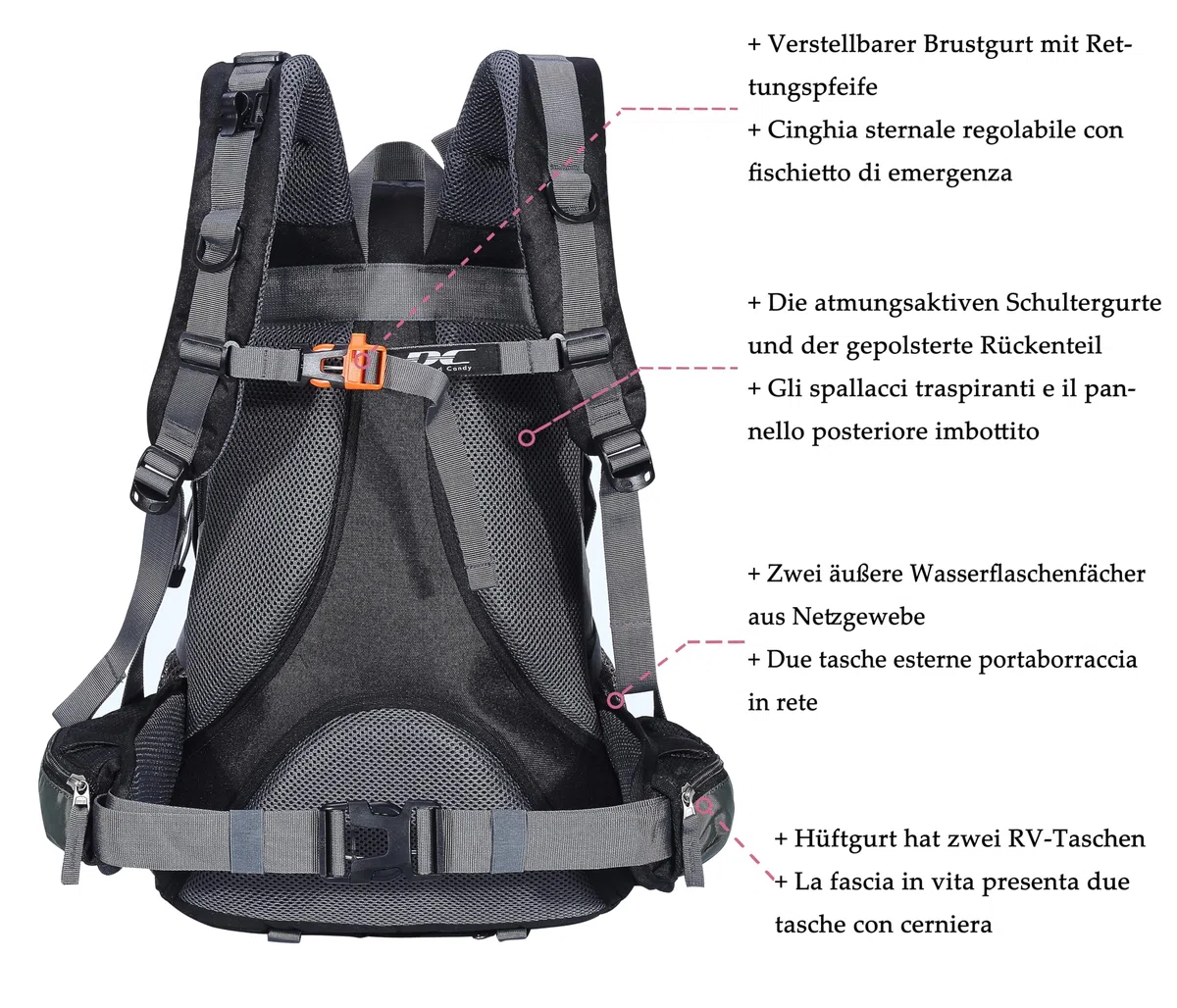 Mochila Senderismo 40 litros Mochila Viaje Mochila Hombre Mujer para Trekking Montaña Camping Mochila Impermeable con Funda impermeable