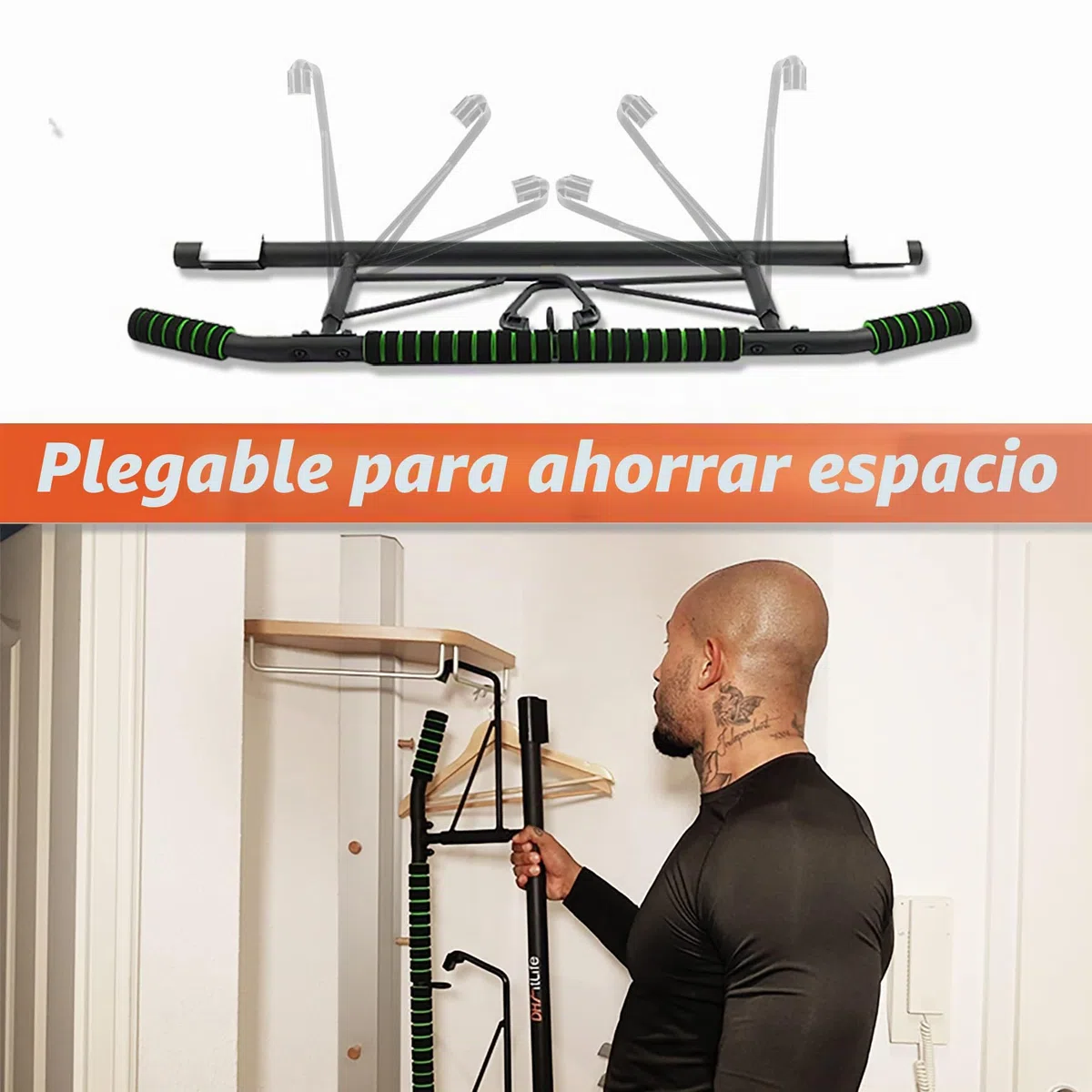 DH FitLife Barra de Dominadas para Marco de Puerta sin Tornillos | Pull up bar Doorway | Barra de Tracción Multifuncional para Colgar | incl. Entrenador de Suspensión | para Puerta de 70 – 92 cm
