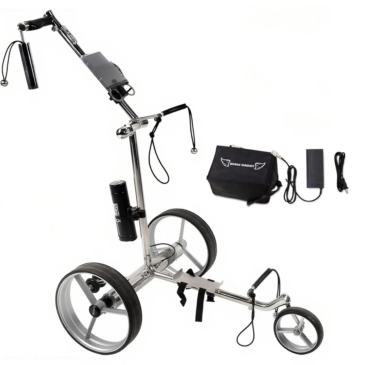 Carrito de Golf Eléctrico con Control Remoto, Ultraligero de Acero Inoxidable, Batería de Litio Recargable, Accesorios Completos, Incluye Bolsa de Transporte y Funda para Lluvia