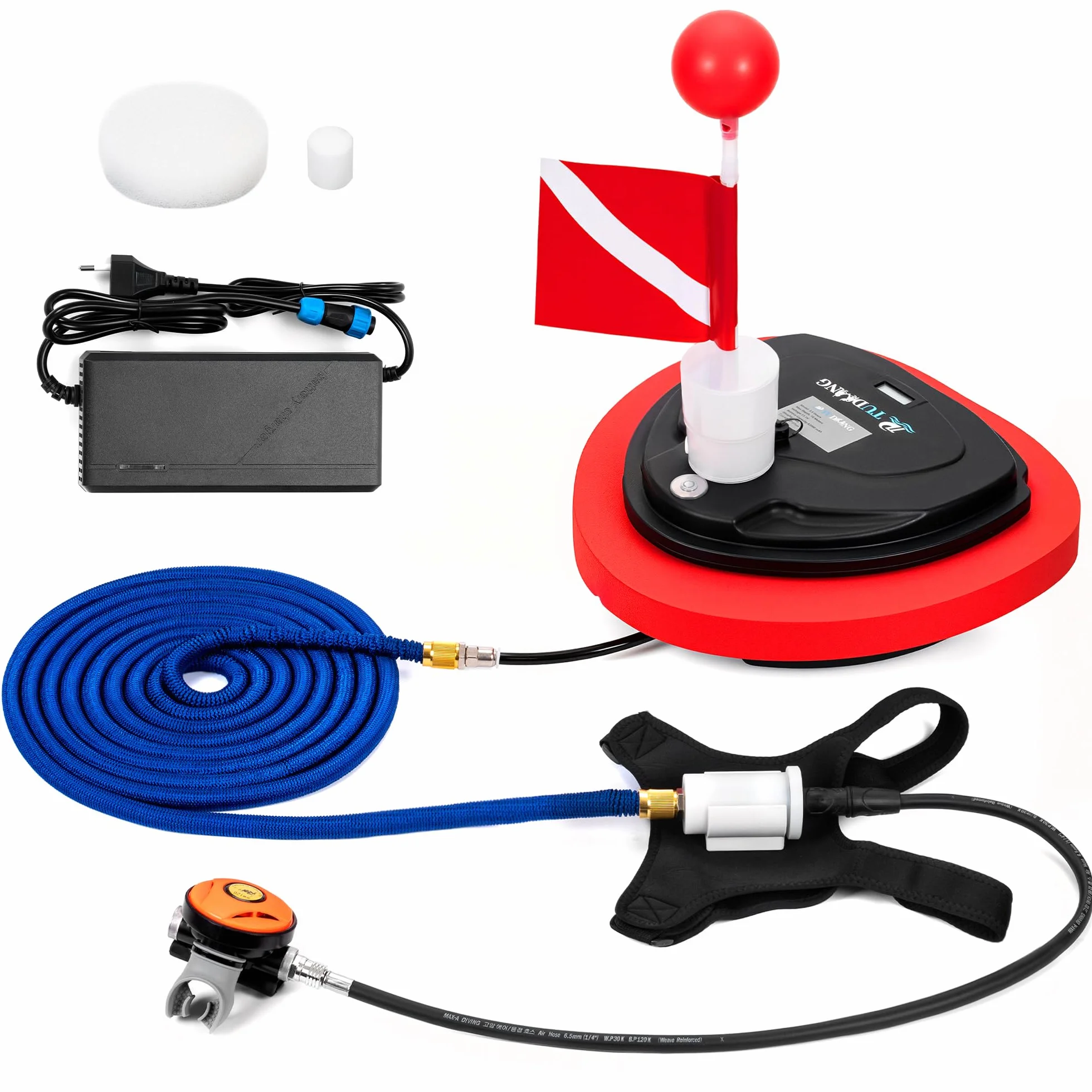 TUDIVING Ventilador de Buceo Mejorado, Tanque de Buceo Recargable portátil Impermeable 3.5H/5H con regulador de respiración, Equipo de Buceo