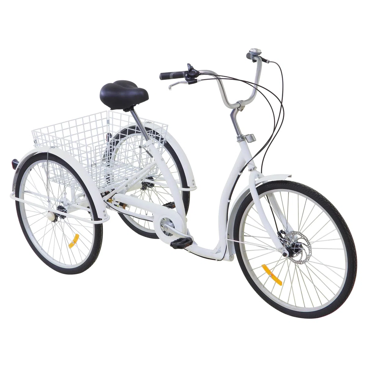 Triciclo de 26 pulgadas para adultos, triciclos para adultos, 6 velocidades, triciclo para adultos, 3 ruedas para personas mayores, triciclo de compras con cesta, bicicleta de compras