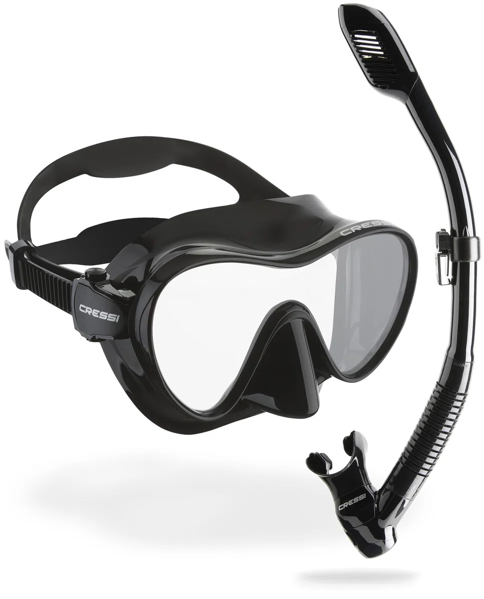 CRESSI F1 Frameless - Máscara Frameless F1 o Conjunto Máscara y Snorkel Dry para Submarinismo y Buceo, Talla Única, Unisex