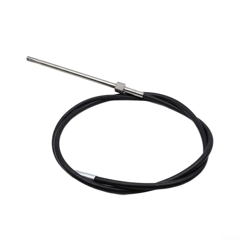 Cable de dirección de barco, kit de timón fuera de borda giratorio para lanchas rápidas de pesca marina, alambre de control de baja fricción de acero inoxidable, negro (12 pies)