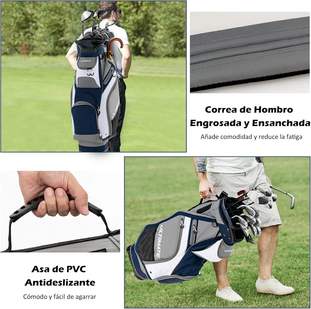 GOPLUS Bolsa de Golf con 14 Compartimentos Superiores, Bolsa para Palos Ligera con 7 Bolsillos con Cremallera, Capucha para Lluvia, Soporte de Golf Portátil con Asa y Correa para Adultos Unisex